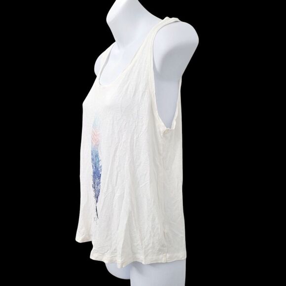 2/$20 Ardene White Feather Graphic Tank Top Size: M - Picture 2 of 8